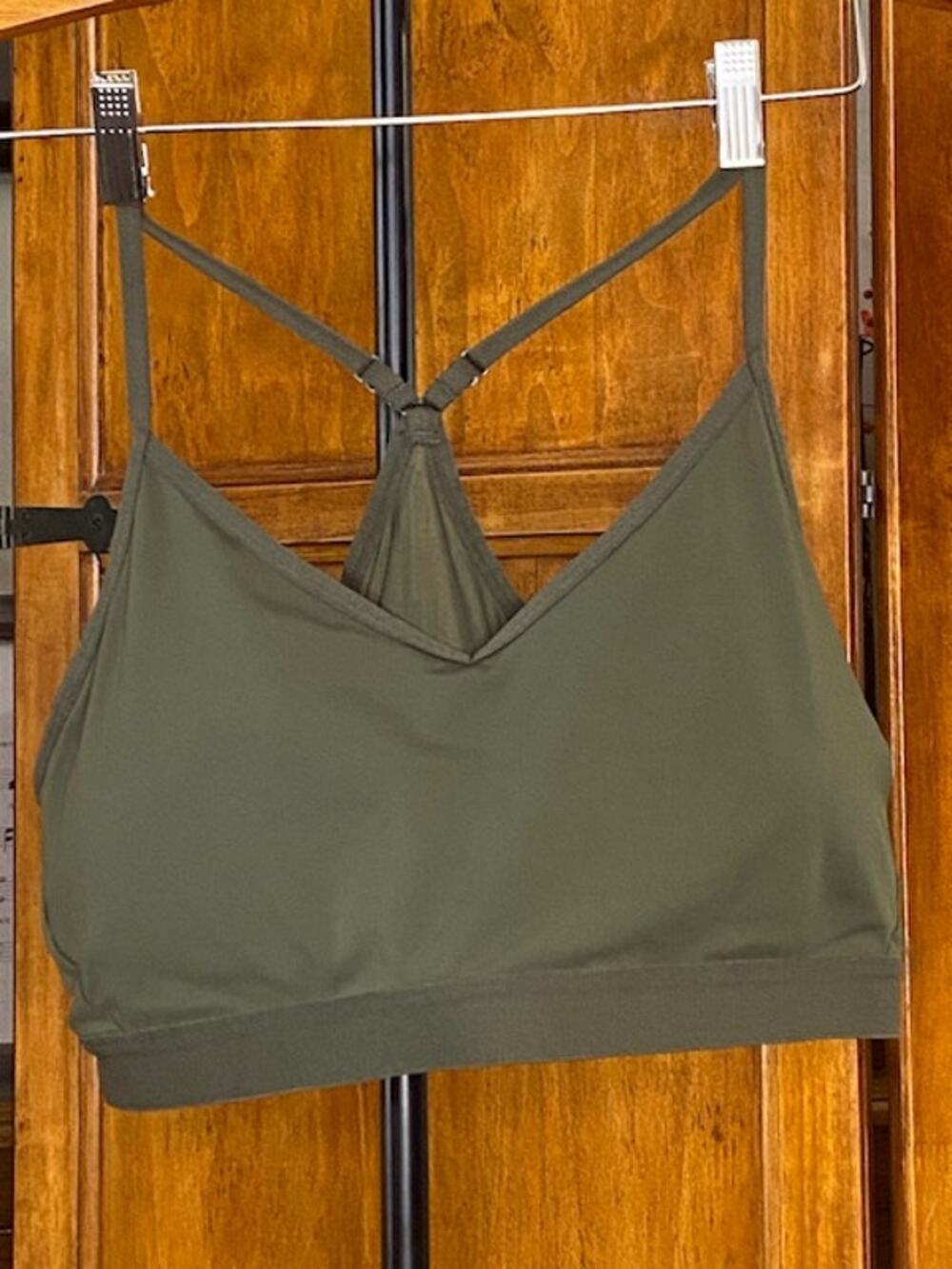 Athletic Works Sports Bra XXL 20 Olive Green Strappy Back Activewear Workout